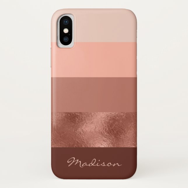 Funda De Case-Mate Para iPhone Rubor subió rayas anchas del oro (Reverso)