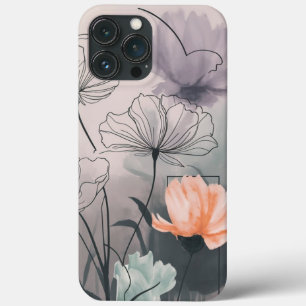 Funda Para iPhone 13 Pro Max Rubor y Bloom: Flores de tinta pastel