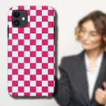 Funda Para iPhone 11 Ruby y White Checkered Vintage<br><div class="desc">Ruby y White Checkered Vintage</div>