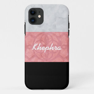 Funda Para iPhone 11 Ruddy Pink Batik Gray Watercolor Y Nombre