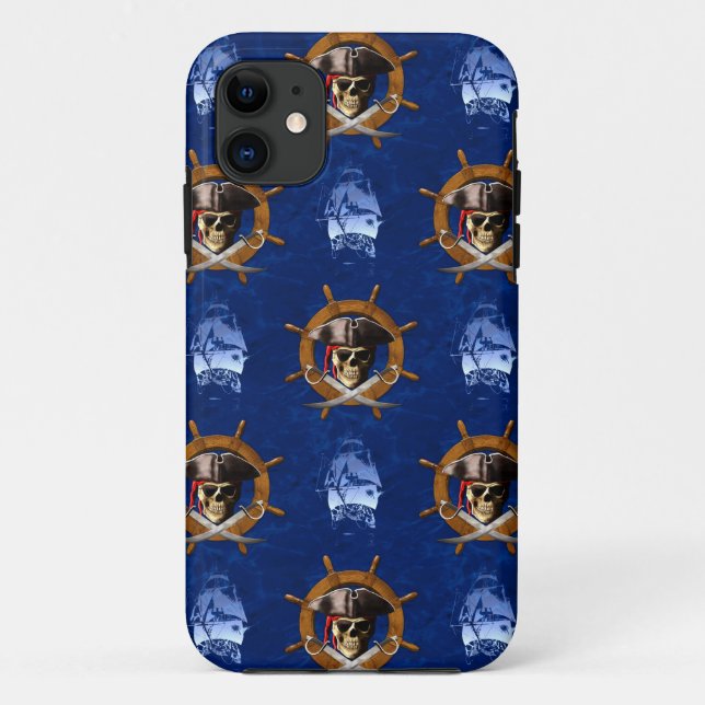 Funda De Case-Mate Para iPhone Rueda alegre del pirata de Rogelio (Reverso)