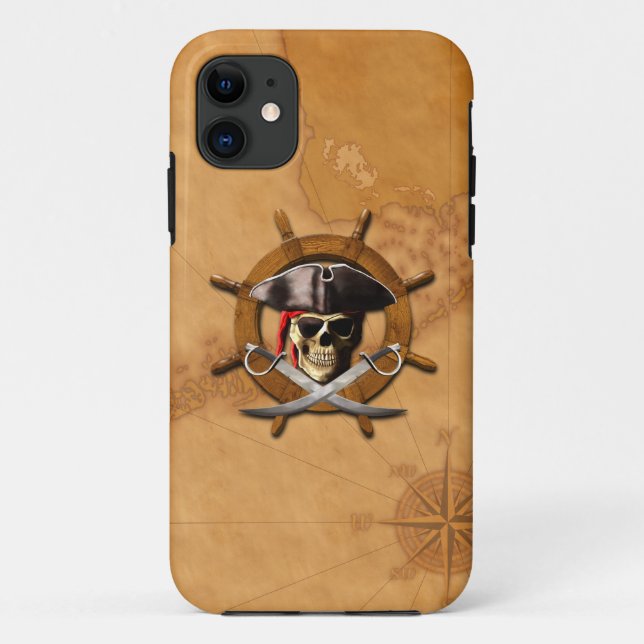 Funda De Case-Mate Para iPhone Rueda alegre del pirata de Rogelio (Reverso)