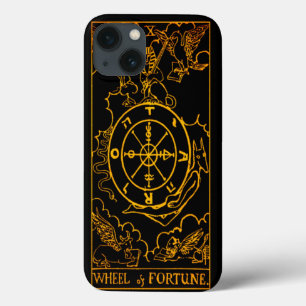 Funda Para iPhone 13 Rueda de la tarjeta Tarot de Fortune Oro Y Negro