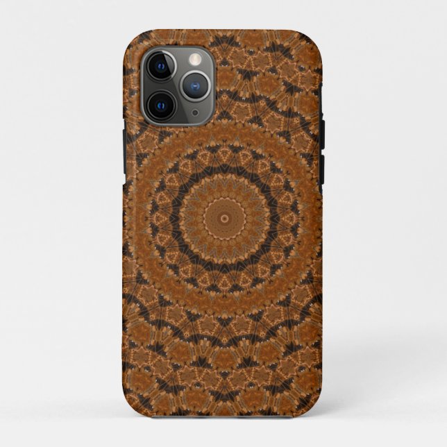 Funda De Case-Mate Para iPhone Rueda de mandala marrón... (Reverso)