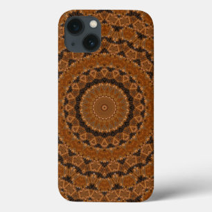 Funda Para iPhone 13 Rueda de Mandala marrón