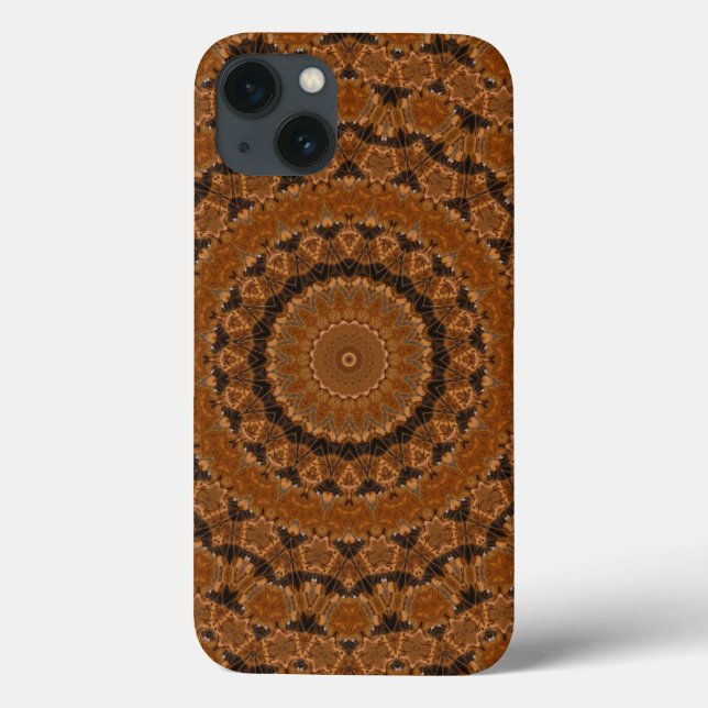 Funda De Case-Mate Para iPhone Rueda de Mandala marrón (Reverso)