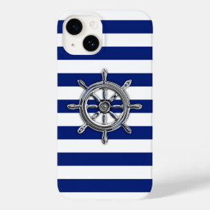 Funda Para iPhone 14 De Case-Mate Rueda náutica de cromo impresa en rayas de color a