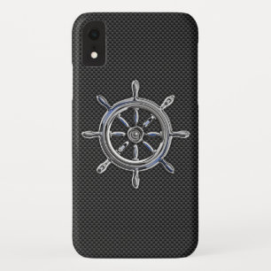 Funda Para iPhone XR Rueda náutica tipo Chrome sobre fibra de carbono
