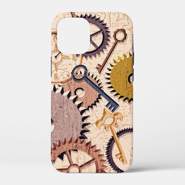 Funda De Case-Mate Para iPhone Ruedas Steampunk, engranajes, llaves, dolor de ace (Reverso )