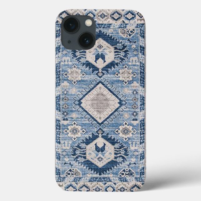 Funda De Case-Mate Para iPhone Rug azul kilim de la antigüedad oriental (Reverso)