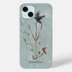 Funda Para iPhone 15 Mini Runa Algiz con Ramas y Cuervo