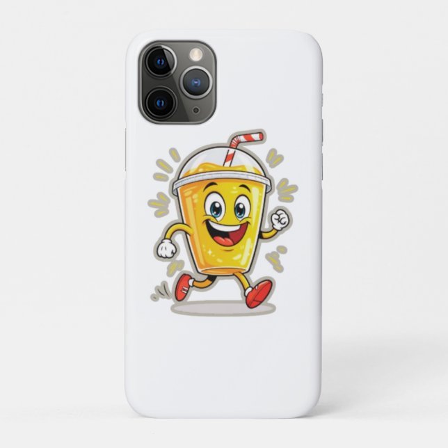 Funda De Case-Mate Para iPhone **Running Juice Cup Cartoon – Fun Street Drink Cha (Reverso)