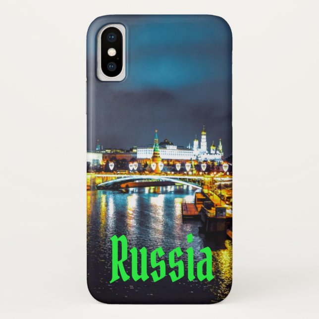 Funda De Case-Mate Para iPhone Rusia o Federación Rusa Moscú de noche (Reverso)