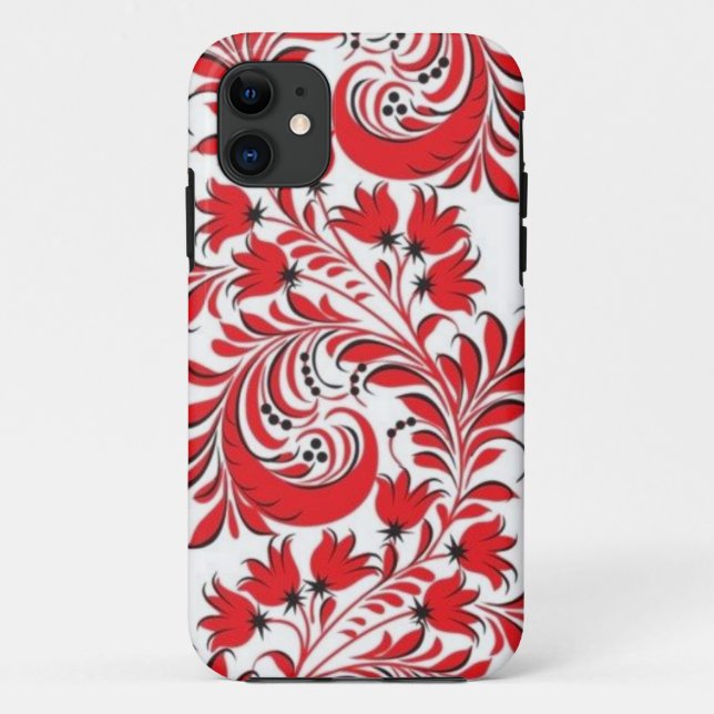 Funda De Case-Mate Para iPhone Ruso rojo Khokhloma (Reverso)