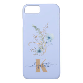 Funda Para iPhone 8/7 rustic dusty Blue watercolor flower bouquet