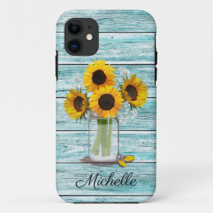 Funda Para iPhone 11 Rustic Sunflower Mason Jar