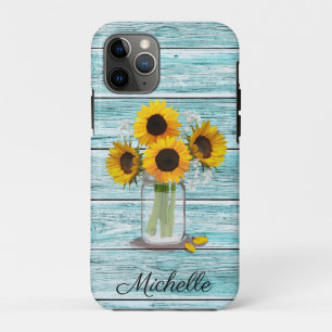 Funda Para iPhone 11 Pro Rustic Sunflower Mason Jar