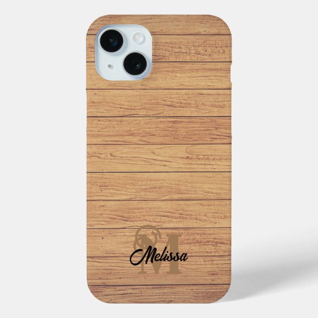 Funda De Case-Mate Para iPhone Rustic Wood monogramado (Reverso )