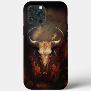 Funda Para iPhone 13 Pro Max Rústica del cráneo de vaca longhorn