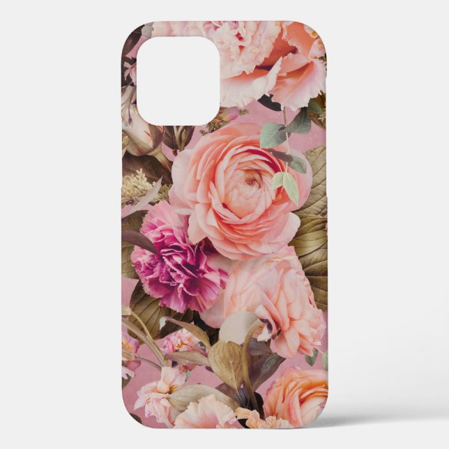 Funda De Case-Mate Para iPhone Rústico de Pastel Floral Rosa (Reverso )