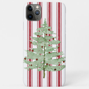 Funda Para iPhone 11 Pro Max Rústico granjero rojo tira árboles de Navidad