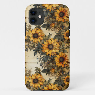 Funda Para iPhone 11 Rústico País Girasol Shabby Chic Flor Floral