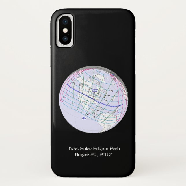 Funda De Case-Mate Para iPhone Ruta mundial total del eclipse solar 2017 (Reverso)