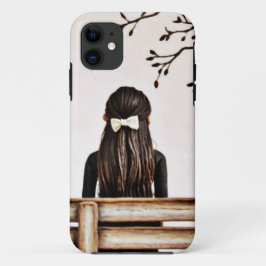 Funda Para iPhone 11 Sad Chica Sentado Solo Esbozo De Lápiz