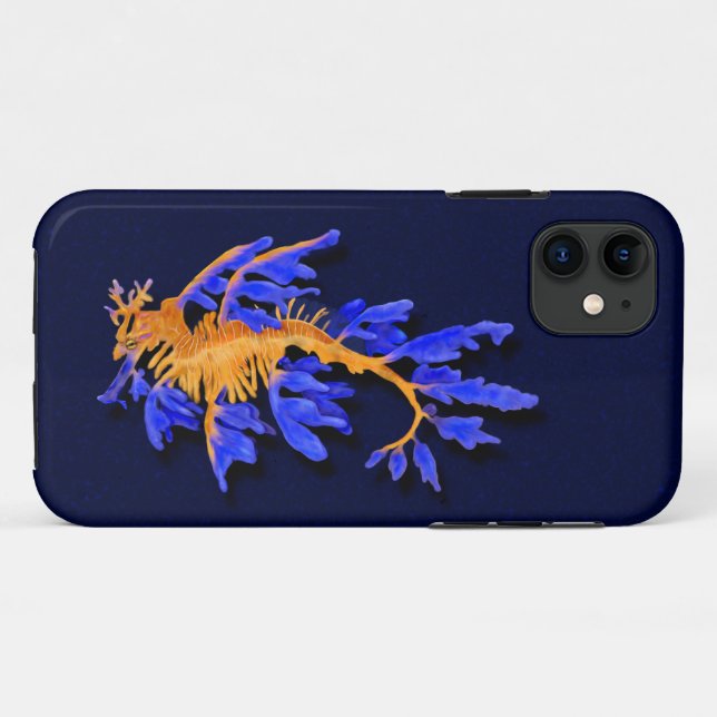 Funda De Case-Mate Para iPhone Sadragón dorado y azul ilustrado (Reverso (horizontal))