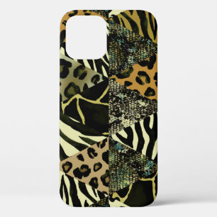 Funda Para iPhone 12 Safari de mosaico: Impresión animal acuática.