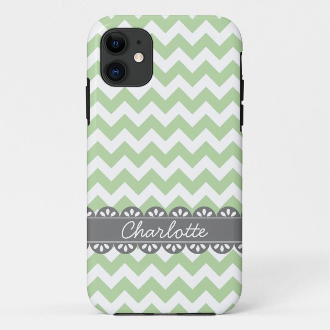 Funda De Case-Mate Para iPhone Sage Chevron y Gray Lace de moda (Reverso)