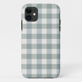 Funda Para iPhone 11 Sage Green & White Plaid Gingham Bonito