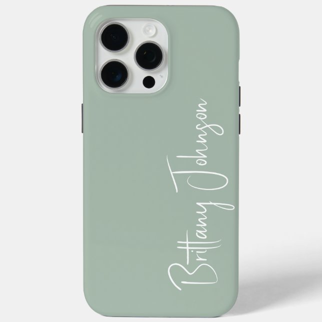 Funda De Case-Mate Para iPhone Sage Verde Monogramado (Reverso )