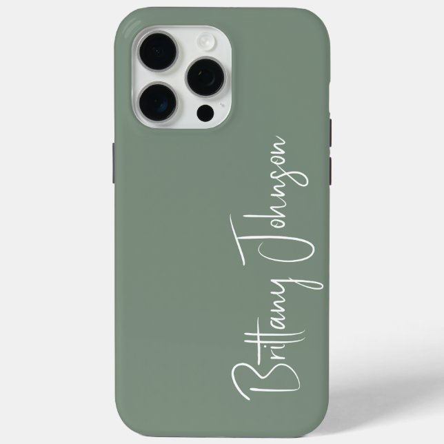 Funda De Case-Mate Para iPhone Sage Verde Monogramado (Reverso )