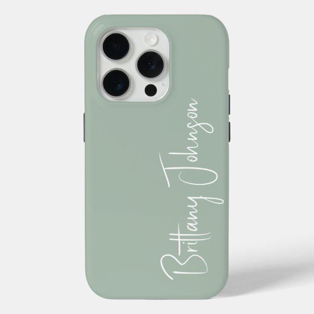 Funda De Case-Mate Para iPhone Sage Verde Monogramado (Reverso )