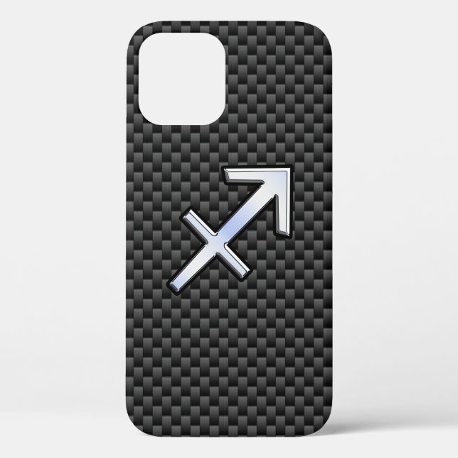 Funda De Case-Mate Para iPhone Sagittarius Zodiac Rótulo estilo fibra de carbono (Reverso )