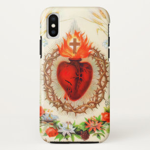 Funda Para iPhone XS Sagrado Corazón de Jesús Vintage A-091721