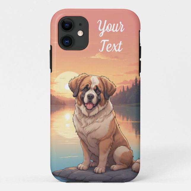 Funda De Case-Mate Para iPhone Saint Bernard a orillas del lago (Reverso)