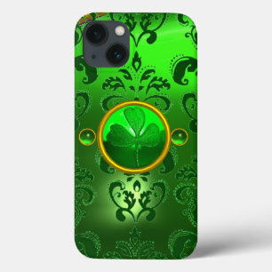 FUNDA PARA iPhone 13 SAINT PATRICK'S DAY SHAMROCK CON VERDE DAMASK