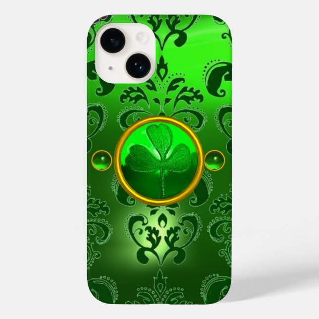 FUNDA DE Case-Mate PARA iPhone SAINT PATRICK'S DAY SHAMROCK CON VERDE DAMASK (Reverso )