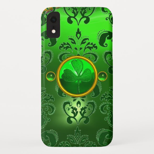 FUNDA DE Case-Mate PARA iPhone SAINT PATRICK'S DAY SHAMROCK CON VERDE DAMASK (Reverso)