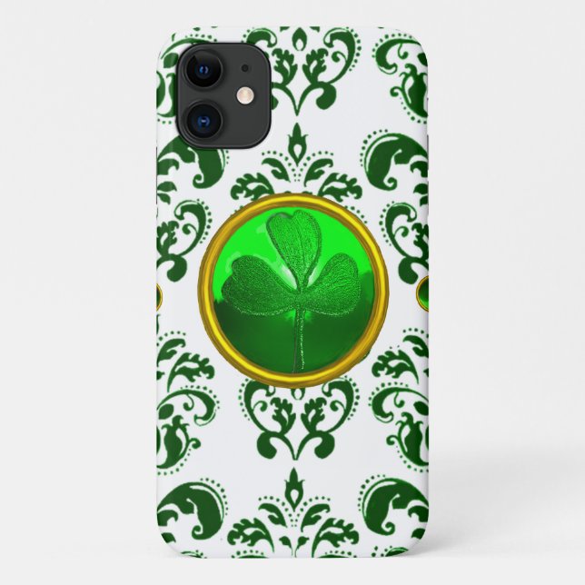 FUNDA DE Case-Mate PARA iPhone SAINT PATRICK'S DAY SHAMROCK CON VERDE DAMASK (Reverso)