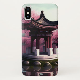 Funda Para iPhone X Sakura Cherry Blossom Garden Shrine Pond Japonés