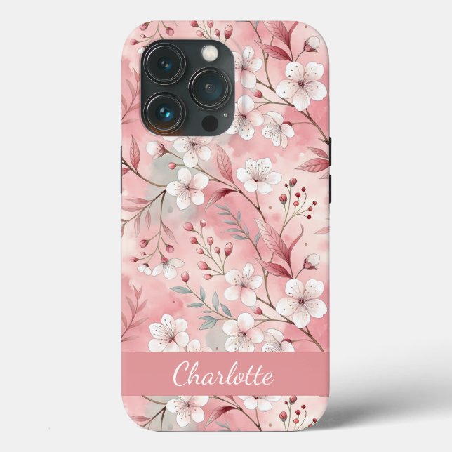 Funda De Case-Mate Para iPhone Sakura Patrón de flor Rosa Personalizado (Reverso )
