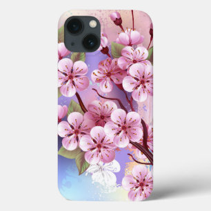 Funda Para iPhone 13 Sakura rosa sobre fondo de pintura