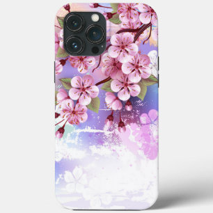 Funda Para iPhone 13 Pro Max Sakura rosa sobre fondo de pintura