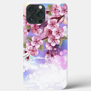 Funda Para iPhone 13 Pro Max Sakura rosa sobre fondo de pintura