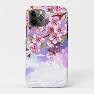 Funda Para iPhone 11 Pro Sakura rosa sobre fondo de pintura