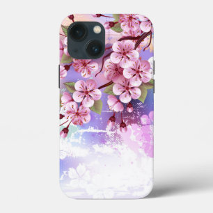 Funda Para iPhone 13 Mini Sakura rosa sobre fondo de pintura