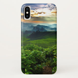 Funda Para iPhone X Salida del sol sobre granja del té